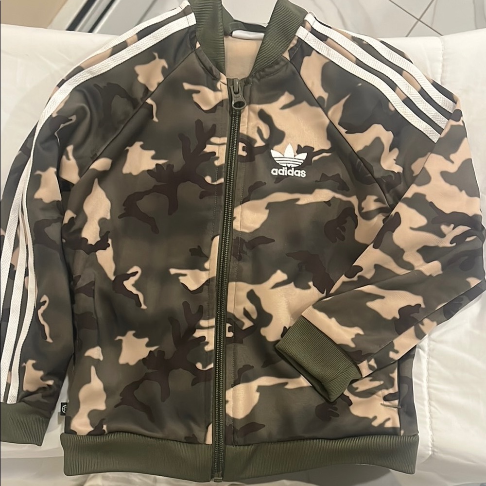 Adidas Kids Camouflage Jacket - Green and Brown